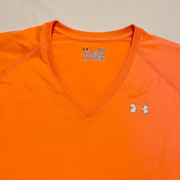 Under Armour Womens Shirt Size Large Heatgear Semi Fitted Tshirt Vneck - Picture 2 of 16